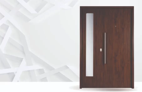 Puerta Exterior Lisa Caoba con Postigo Fijo