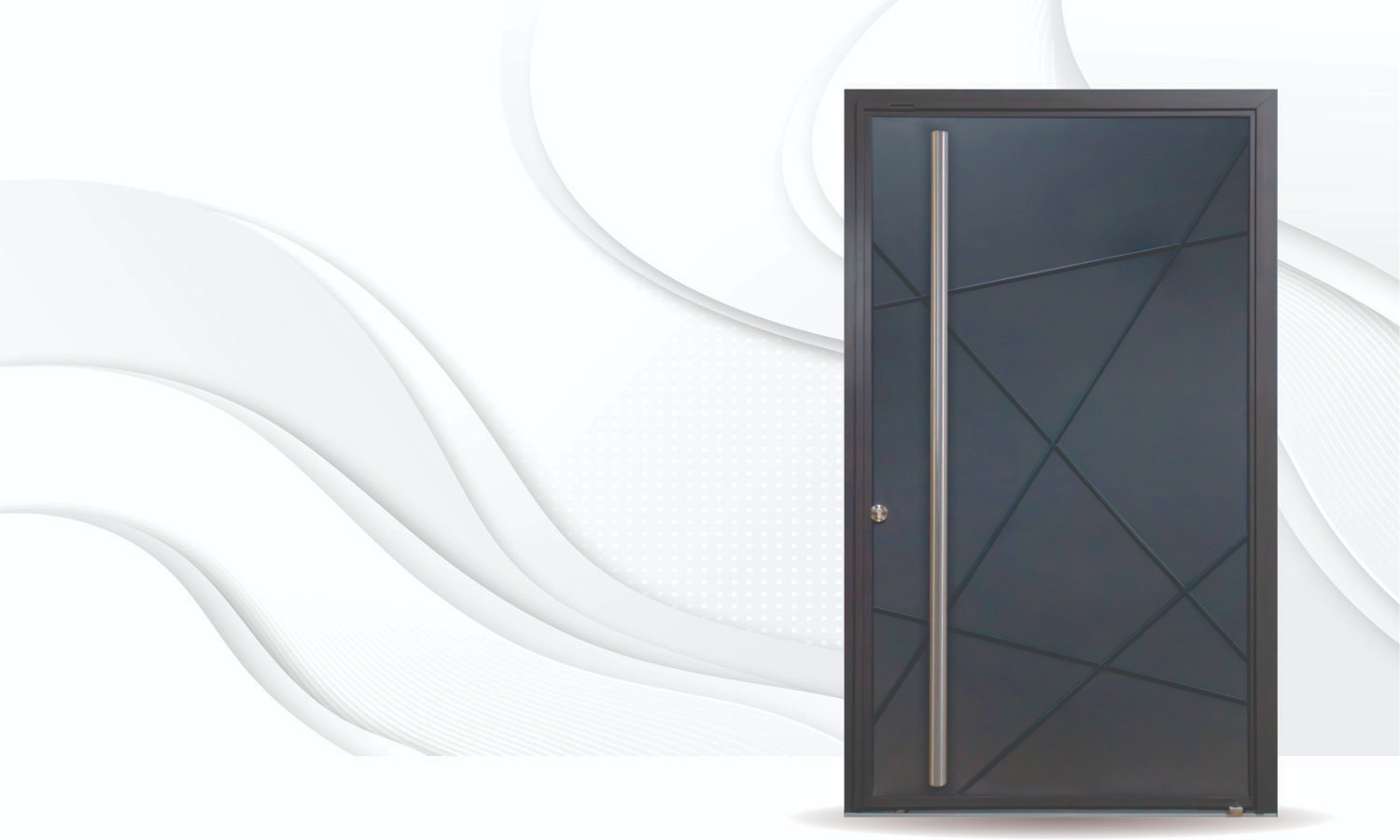 Puerta Exterior Pivotante Negro Texturado Apliques